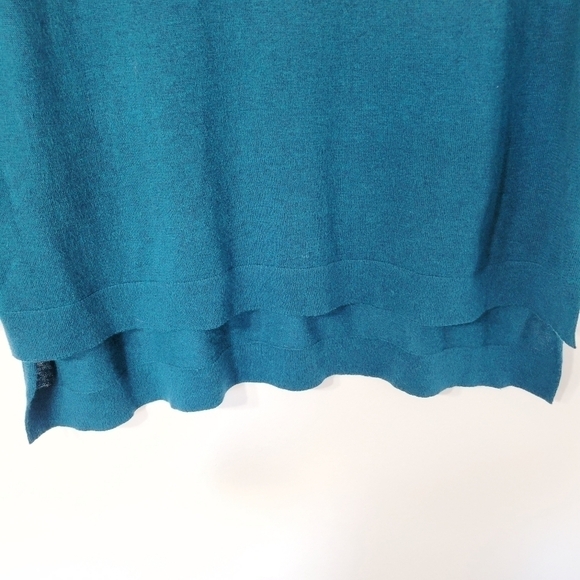 Eileen Fisher Teal Organic Cotton Tencel Silk Blend Pullover Sweater Size Small - Picture 4 of 8